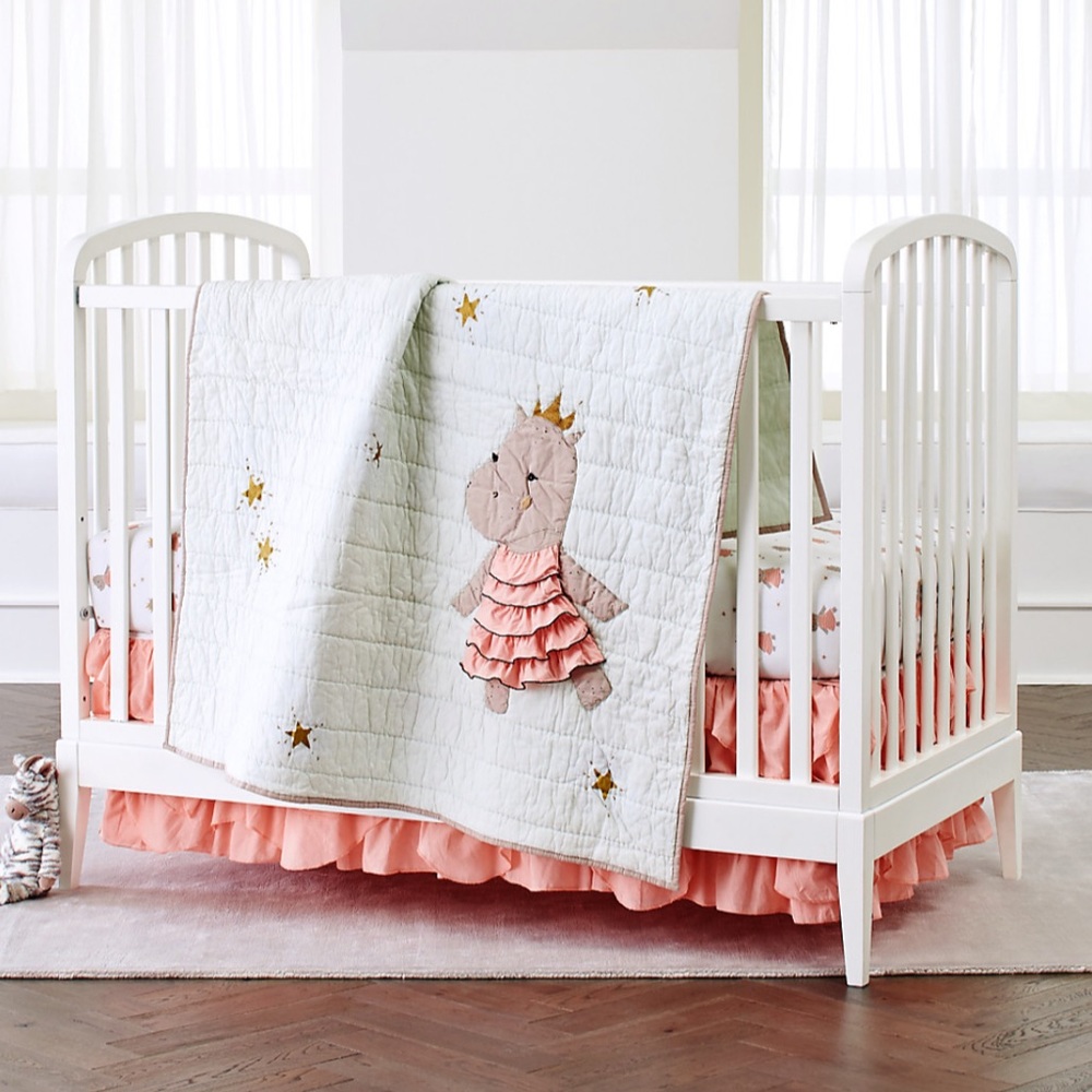 Land of Nod Peach Crib Skirt
